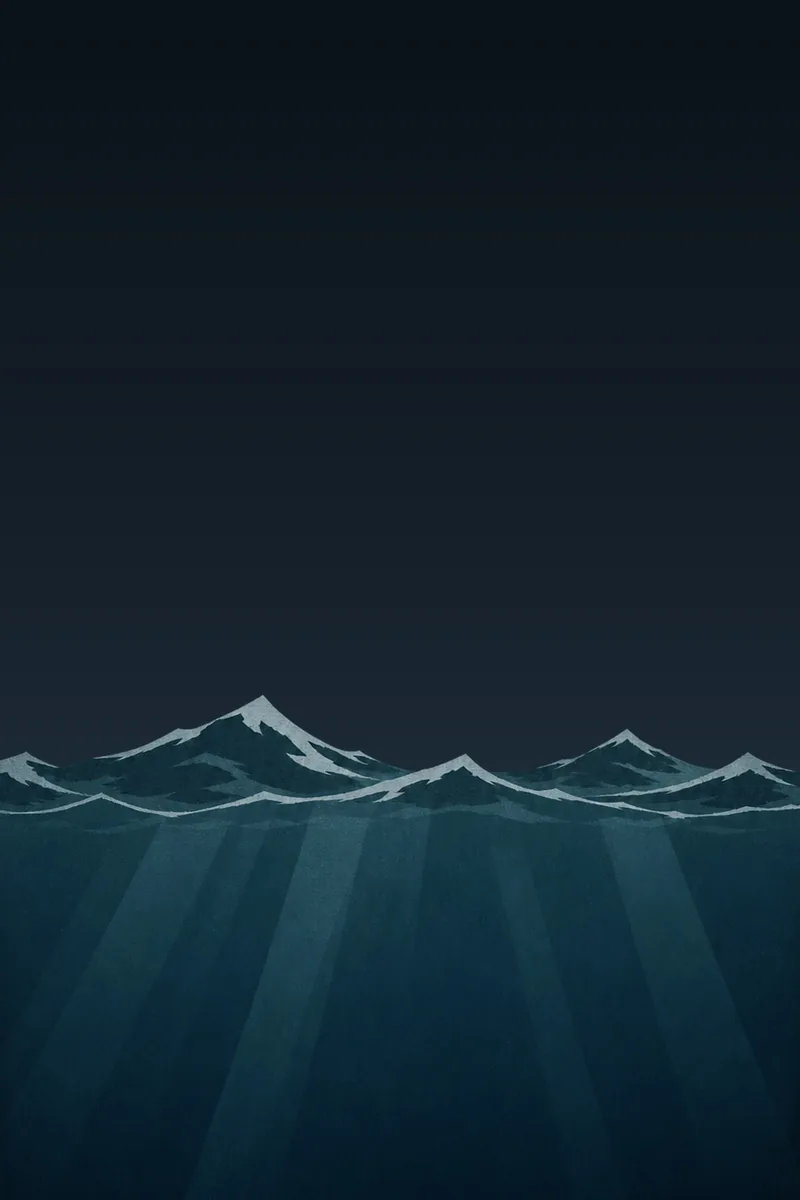 The Moby-Dick page: a storm sky over white-capped waves, and light falling through the water beneath.